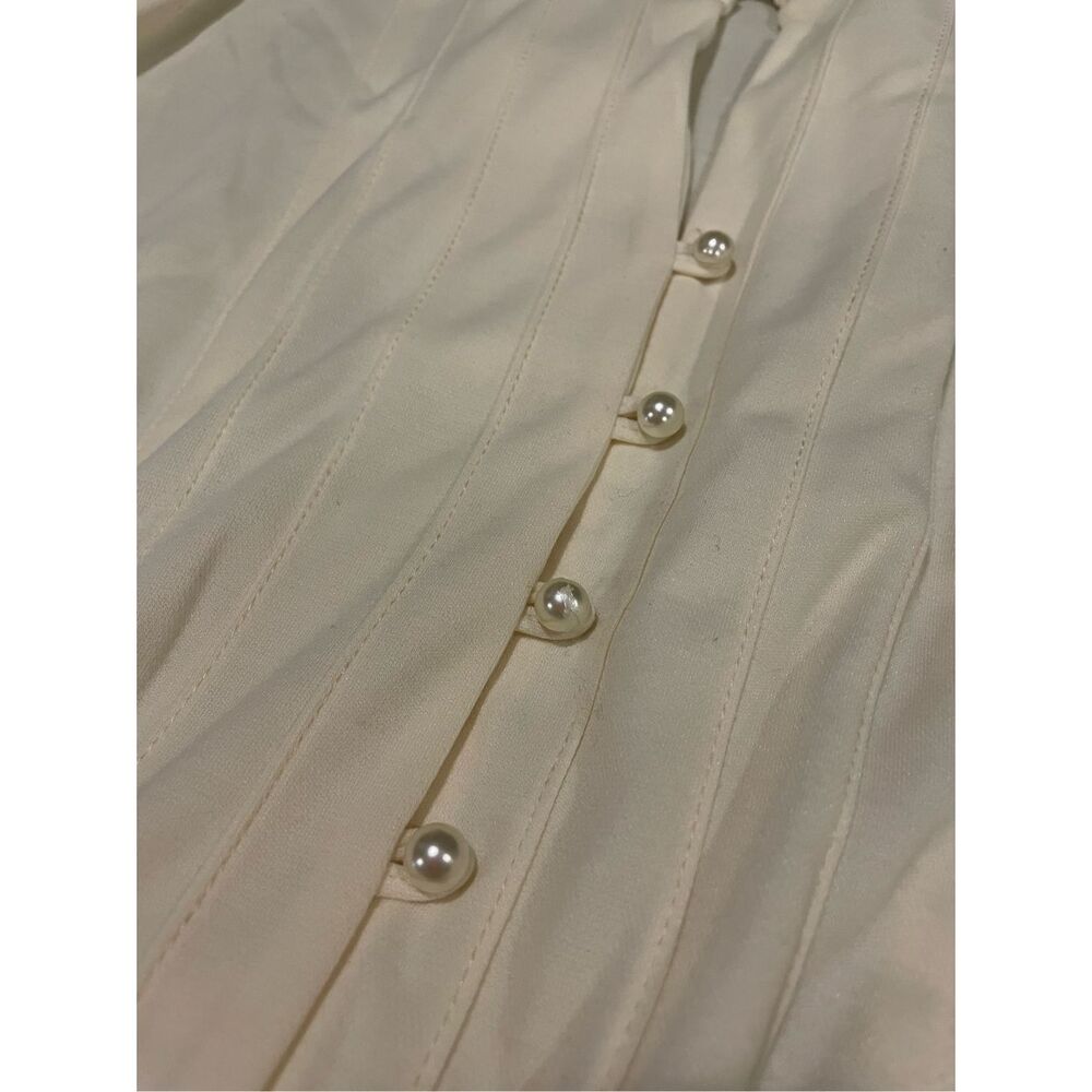 Sunshine Starshine Cream Vintage 1970’s Prairie Cottagecore High Collar Belted W - Picture 2 of 11